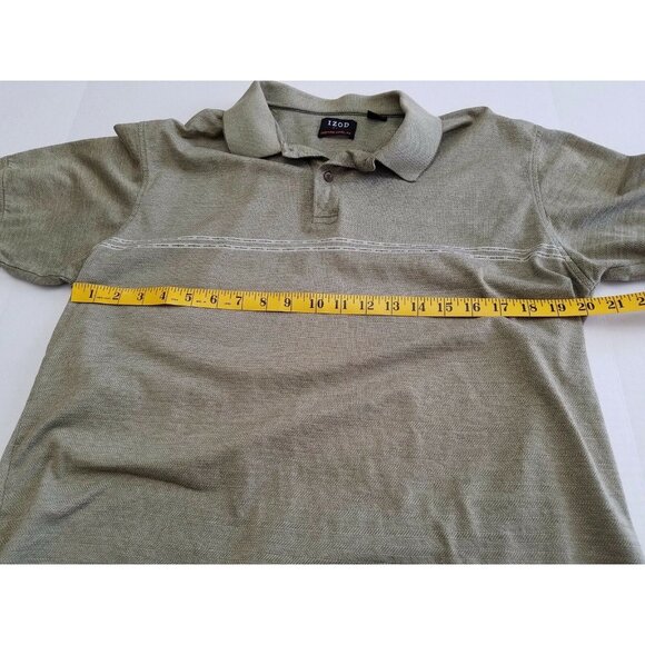 Izod Golf Cotton Cool-FX Polo Shirt Mens Sz Medium Olive Short Sleeve Collared - Picture 4 of 12